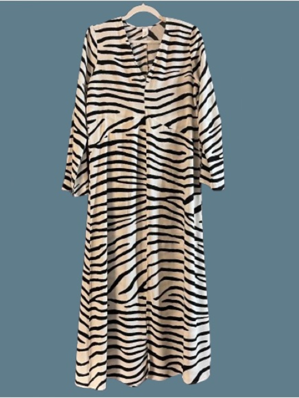 H&M Black & Cream Zebra-Print V-Neck Maxi Dress - Picture 3 of 8